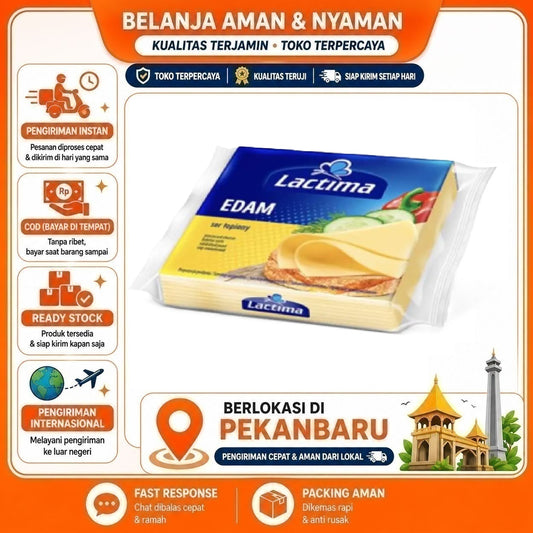 Pekanbaru 130 gr Lactima Edam Processed Cheese Slice Potongan Keju Olahan Bahan Makanan Halal