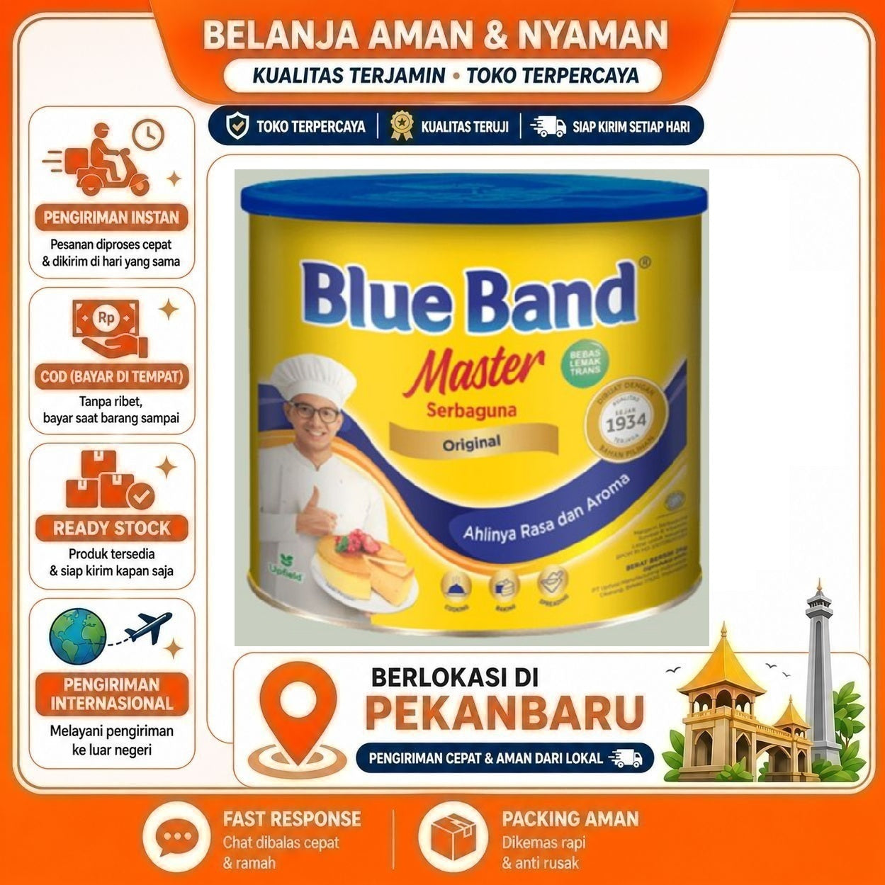 [SDW] pekanbaru/Blue Band Margarine Kaleng 2kg Master - Gurih, Aroma Khas, Tekstur Lembut Halal Enak