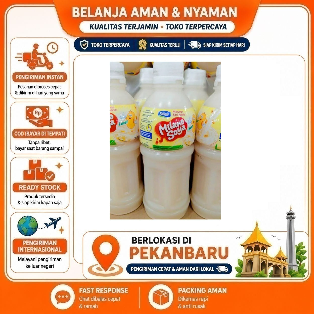 [SDW] pekanbaru/320ml Milano Soya Bean Milk Minuman Nabati Susu Non-Dairy Soybean Kemasan Botol