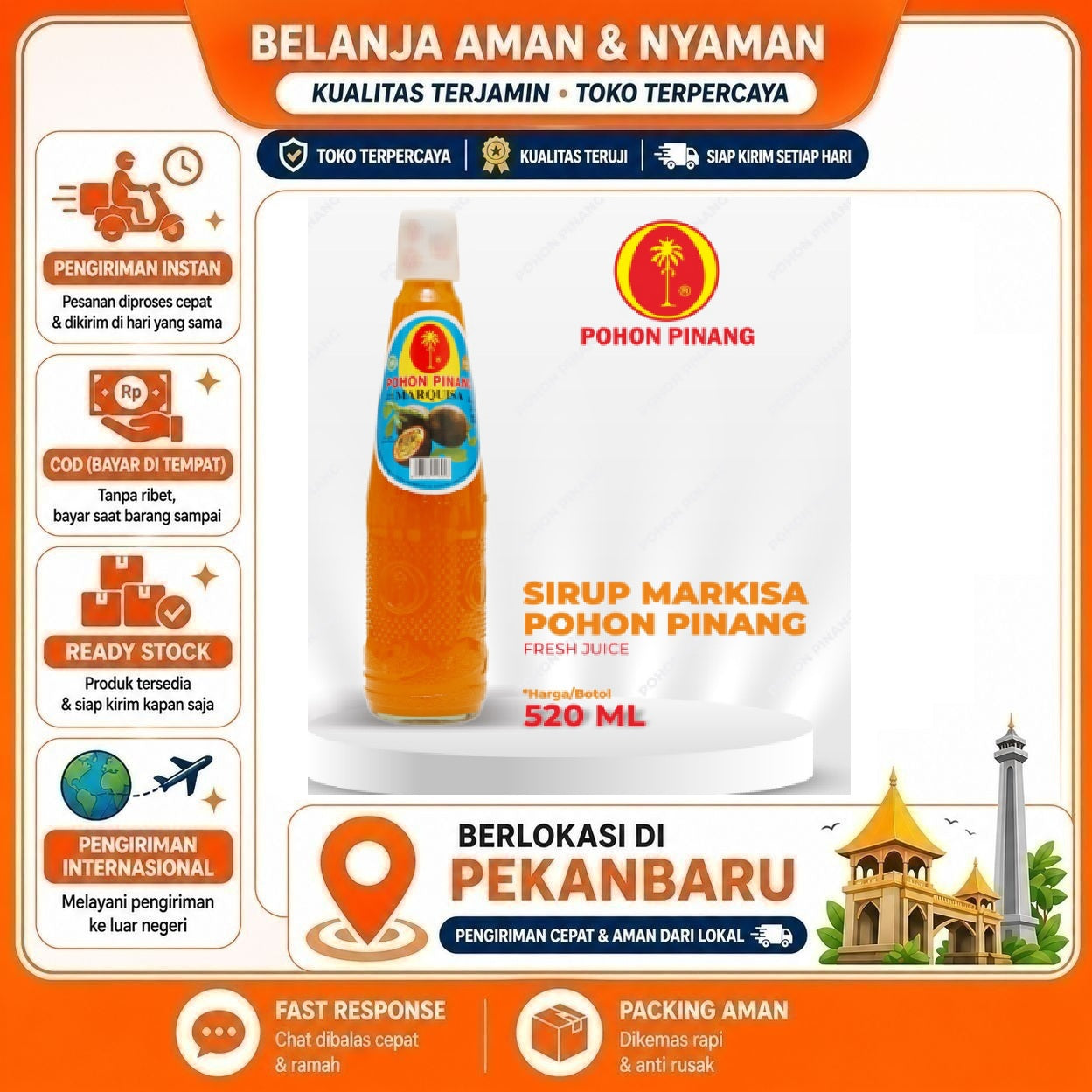 [SDW] pekanbaru/520ml Pohon Pinang Sirup Rasa Markisa Marquisa Fruit Syrup Flavor Bahan Minuman New