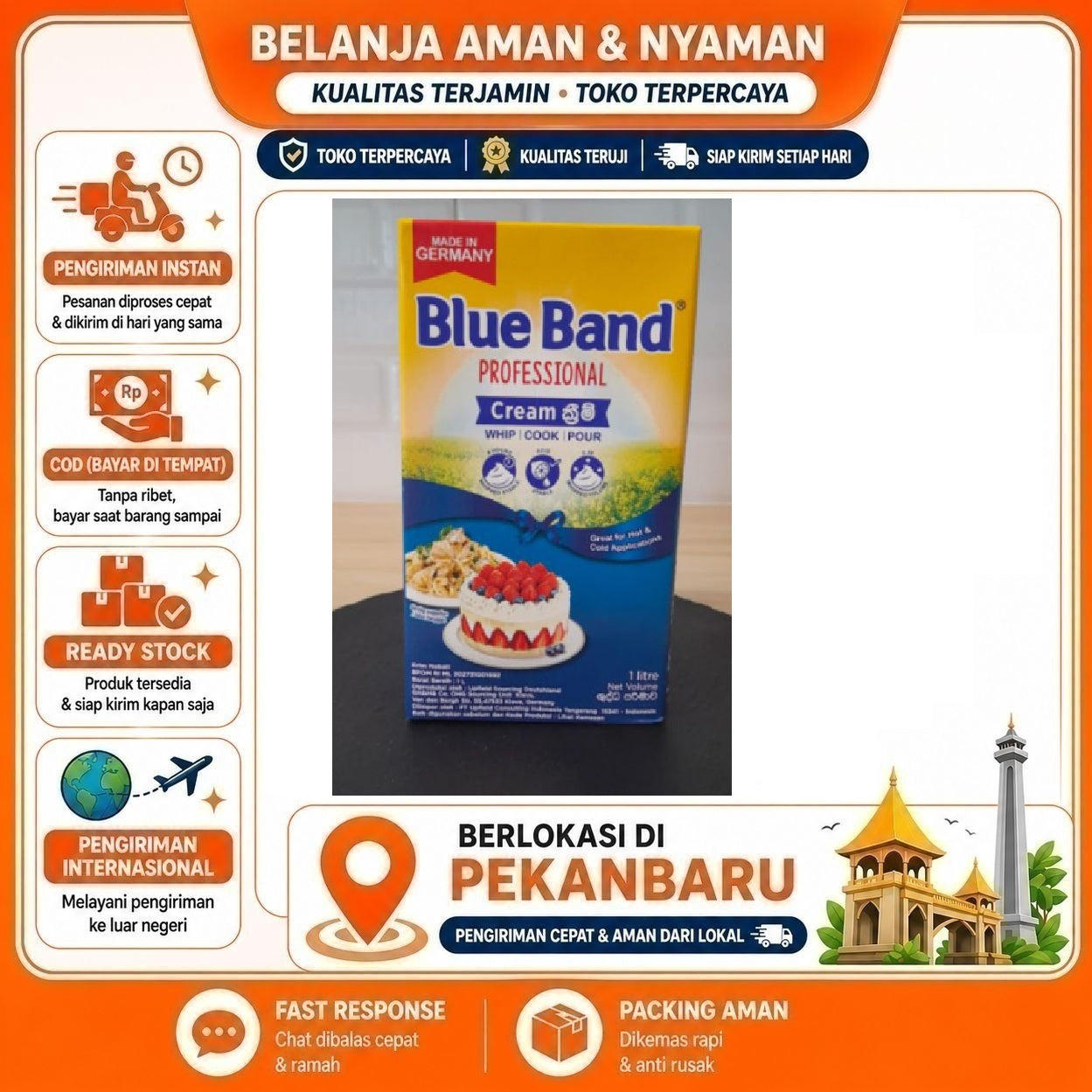 [SDW] pekanbaru/1 Liter Blue Band Professional Cream Whip Cook Pour Bahan Kue Baking Mix Food Halal