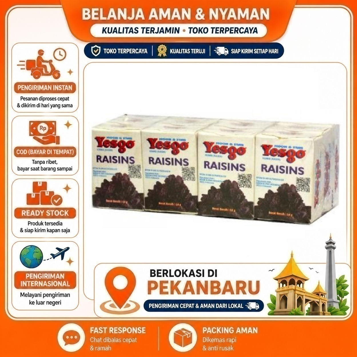 [SDW] pekanbaru/12 Pcs Kismis Hitam Tanpa Biji Yesgo Moon & Star Natural Black Raisin Seedless Halal