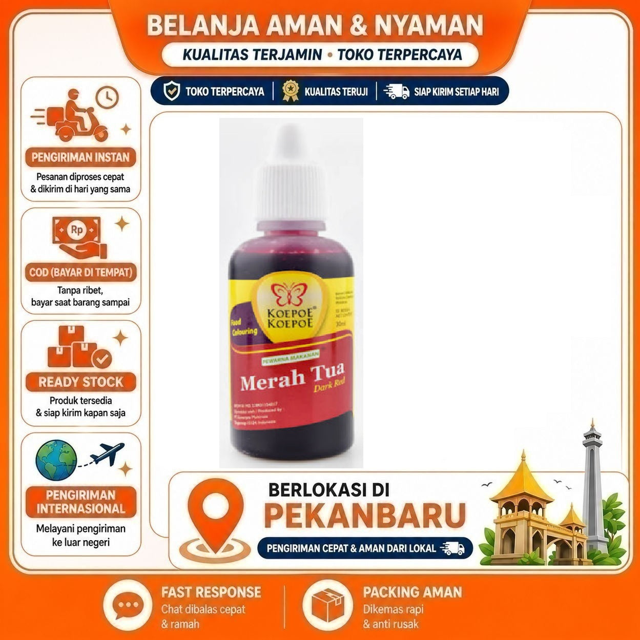 [SDW] pekanbaru/30ml Koepoe Koepoe Pewarna Makanan Merah Tua Dark Red Bahan Kue Cake Mix Food Halal