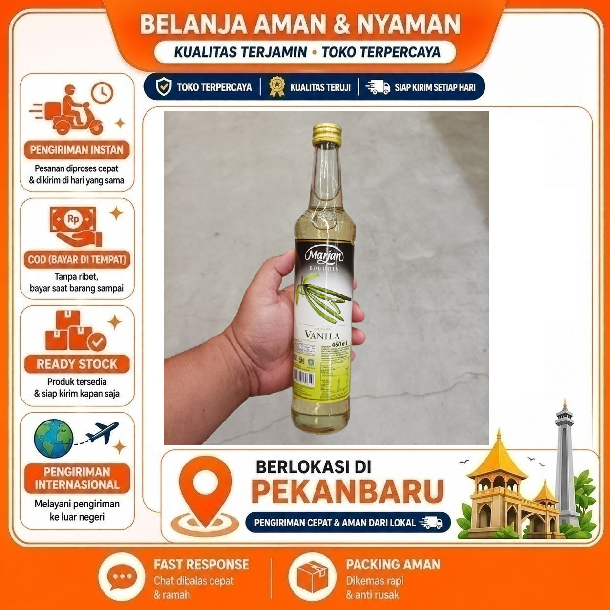 [SDW] pekanbaru/460ml Marjan Boudoin Vanila Sirup Minuman Vanilla Syrup Bahan Campuran Minuman Halal