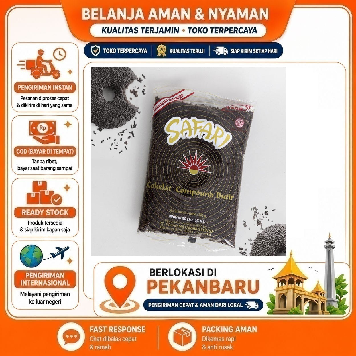 [SDW] pekanbaru/250 gr L'agie Safari Cokelat Compound Butir Meses Coklat Chocolate Kemasan Keluarga