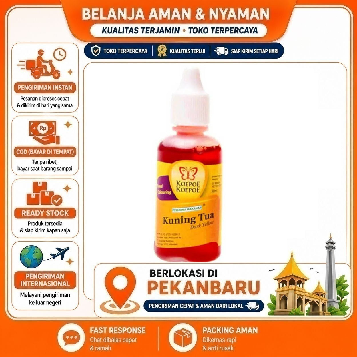 [SDW] pekanbaru/30ml Koepoe Koepoe Pewarna Makanan Kuning Tua Dark Yellow Food Colouring Halal Enak
