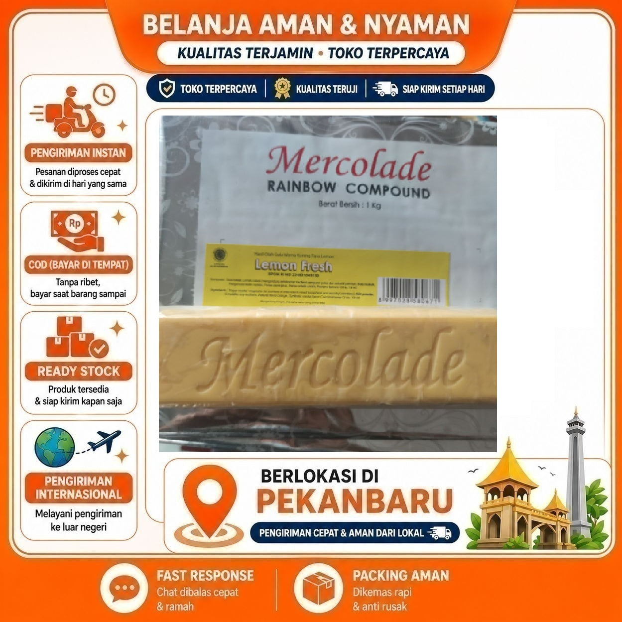 [SDW] pekanbaru/Mercolade Lemon Fresh 1 Batang Rainbow Compound Potongan Rasa Bahan Dekorasi Kue