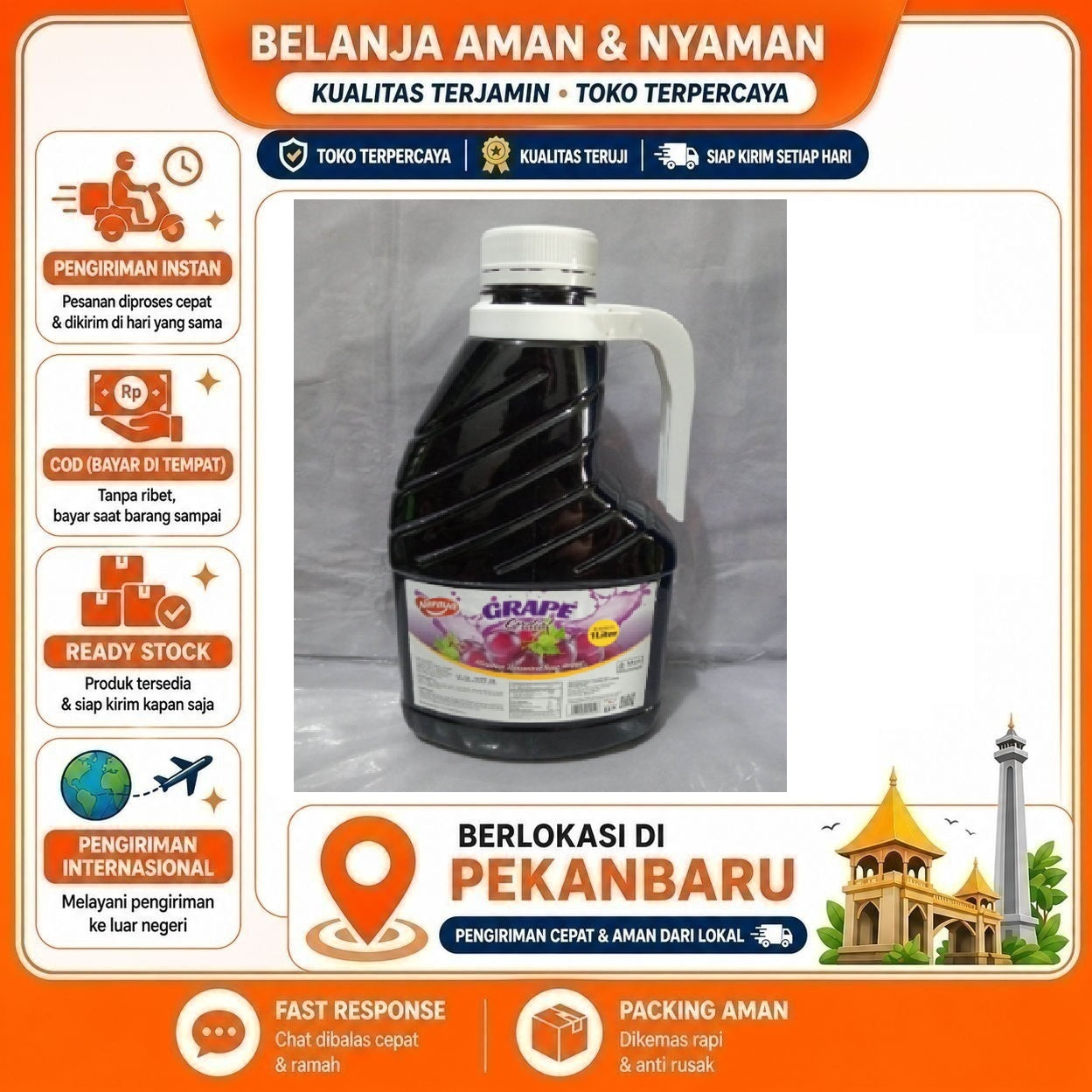 [SDW] pekanbaru/1 Liter Naraya Grape Cordial Syrup Minuman Sirup Konsentrat Rasa Anggur Halal Enak