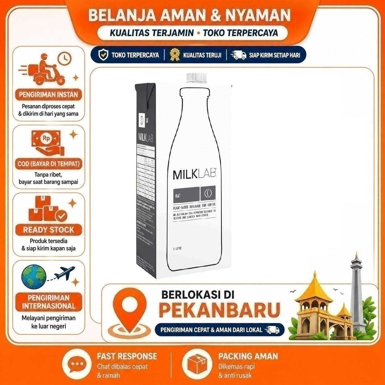 [SDW] pekanbaru/1 Liter Milklab Oat Drink Beverage Susu Non-Dairy Bahan Campuran Minuman Olahan Cafe