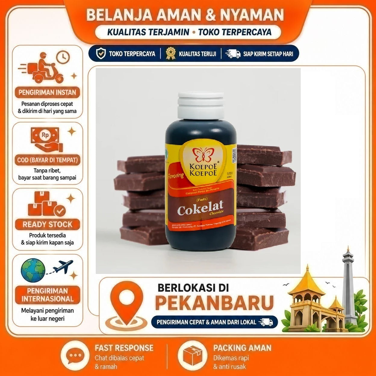 [SDW] pekanbaru/60ml Koepoe Koepoe Perisa Pasta Cokelat Chocolate Coklat Bahan Makanan Kue Halal Mix