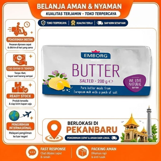 Pekanbaru 200 gr Emborg Butter Salted Mentega Asin Kebutuhan Memasak Bahan Makanan Kue Halal