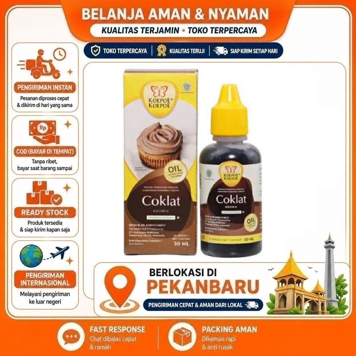 [SDW] pekanbaru/30ml Koepoe Koepoe Coklat Oil Based Food Coloring Campuran Pewarna Kue Makanan Halal