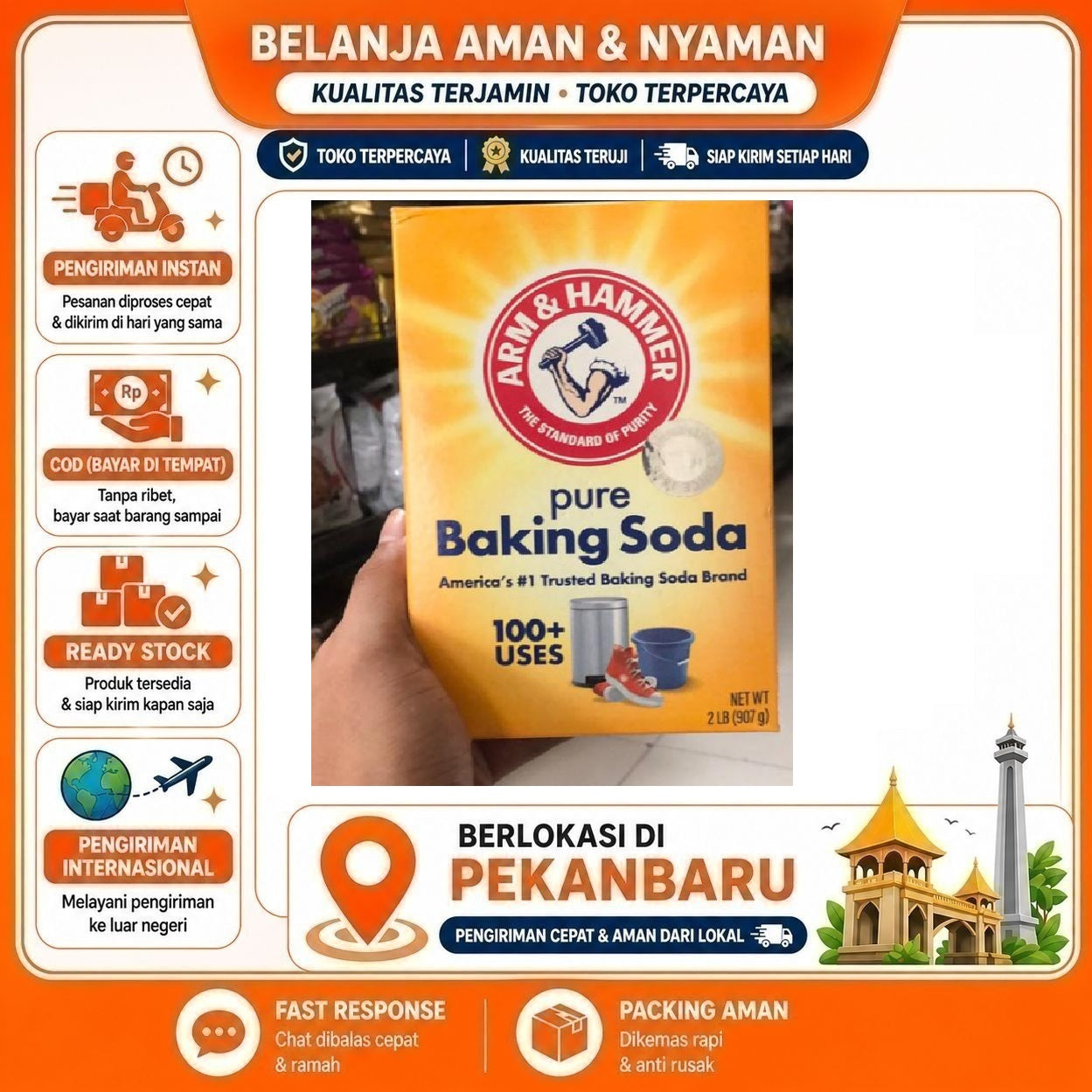 [SDW] pekanbaru/Baking Soda Arm & Hammer 907g - Multifungsi untuk Dapur dan Bersihkan Noda Serbaguna