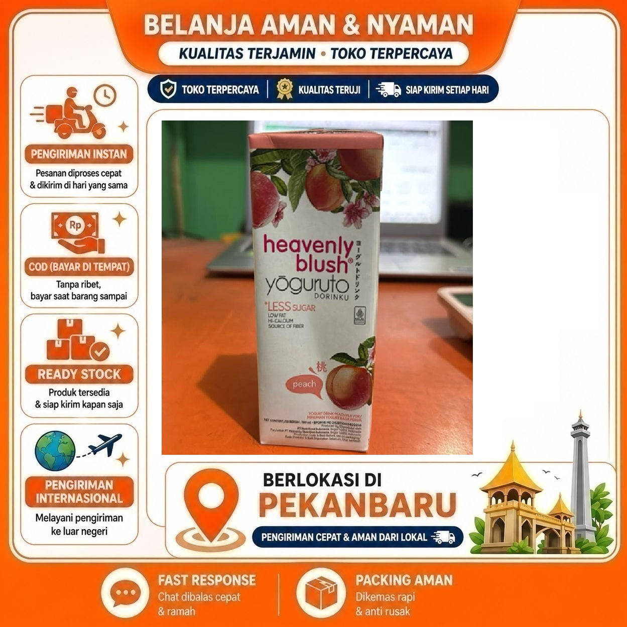 [SDW] pekanbaru/180ml Heavenly Blush Yogurt Peach Ready To Drink Less Sugar Rendah Gula Halal Sehat