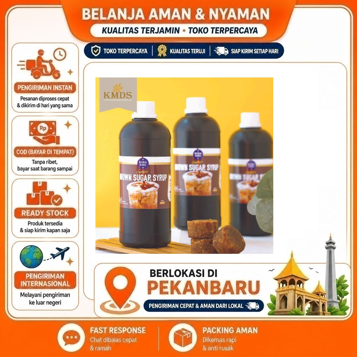 [SDW] pekanbaru/1 Liter Bobaking Brown Sugar Syrup Sirup Rasa Gula Merah Bahan Minuman Mix Drink 1L
