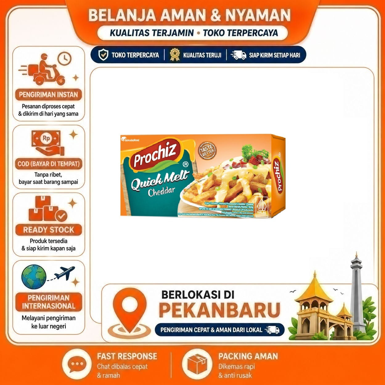 [SDW] pekanbaru/Keju Cheddar Prochiz Quick Melt 160gr - Mudah Meleleh, Tekstur Lembut, Cocok Masakan