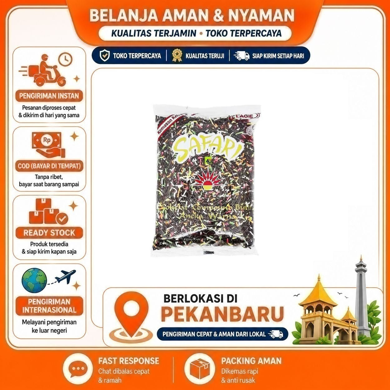 [SDW] pekanbaru/250 gr L'agie Safari Aneka Warna Cokelat Compound Butir Chocolate Meses Coklat Halal