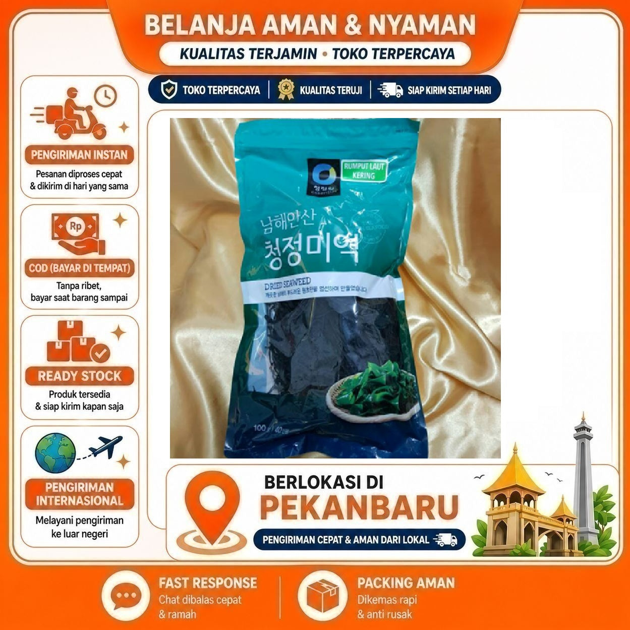 [SDW] pekanbaru/100 gr Rumput Laut Kering Chung Jung One Dried Seaweed Siap Masak, Rasa Otentik 100g