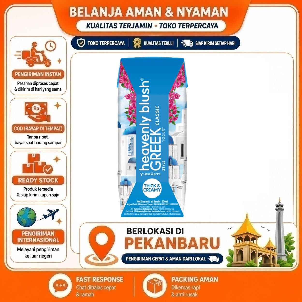[SDW] pekanbaru/200ml Heavenly Blush Greek Yogurt Original Thick & Creamy Ready To Drink Halal New