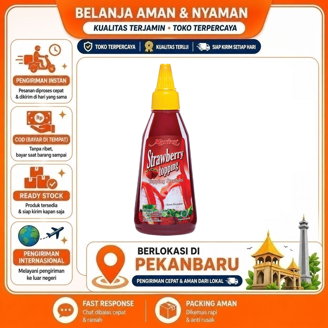 [SDW] pekanbaru/350 Gram Mariza Strawberry Topping Rasa Stroberi Bahan Dekorasi Kue Cake Mix Halal