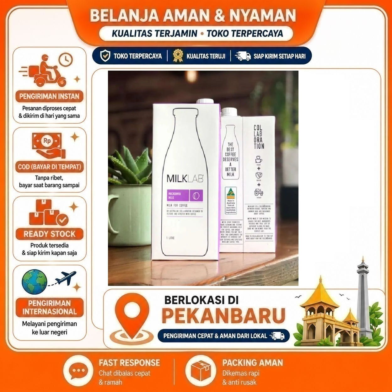 [SDW] pekanbaru/1 Liter Milklab Macadamia Plant-based Beverage For Coffee Milk Lab Susu Nabati Kopi