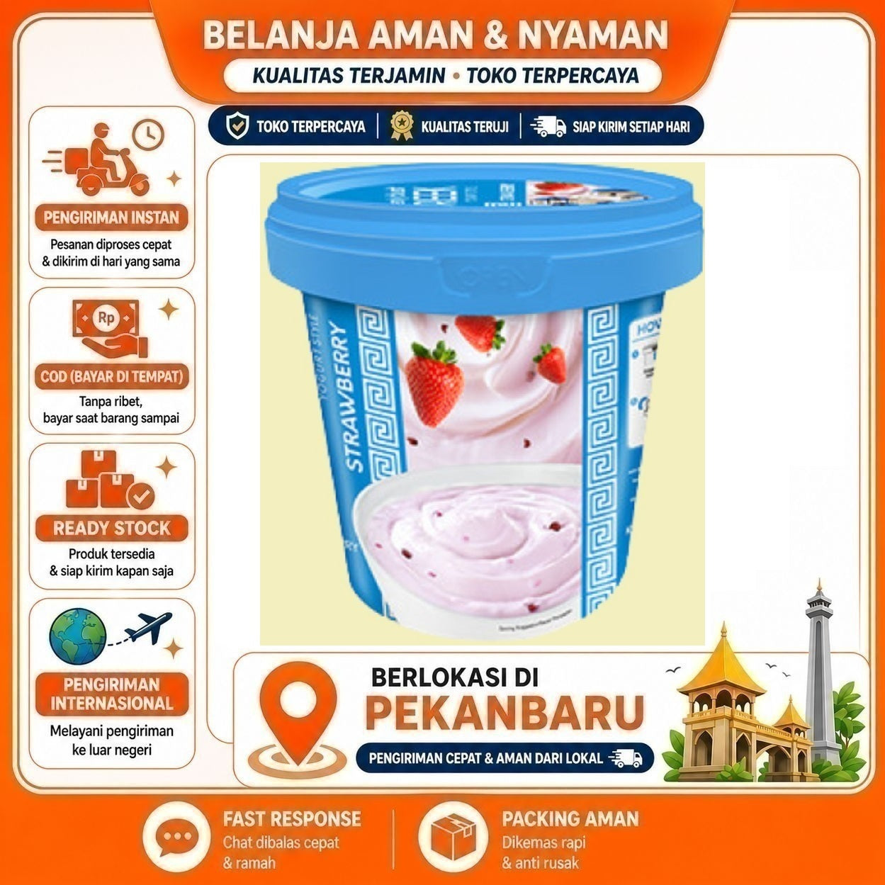 [SDW] pekanbaru/1 kg Heavenly Blush Greek Yogurt Strawberry Rasa Stroberi Tinggi Protein, Lembut 1kg