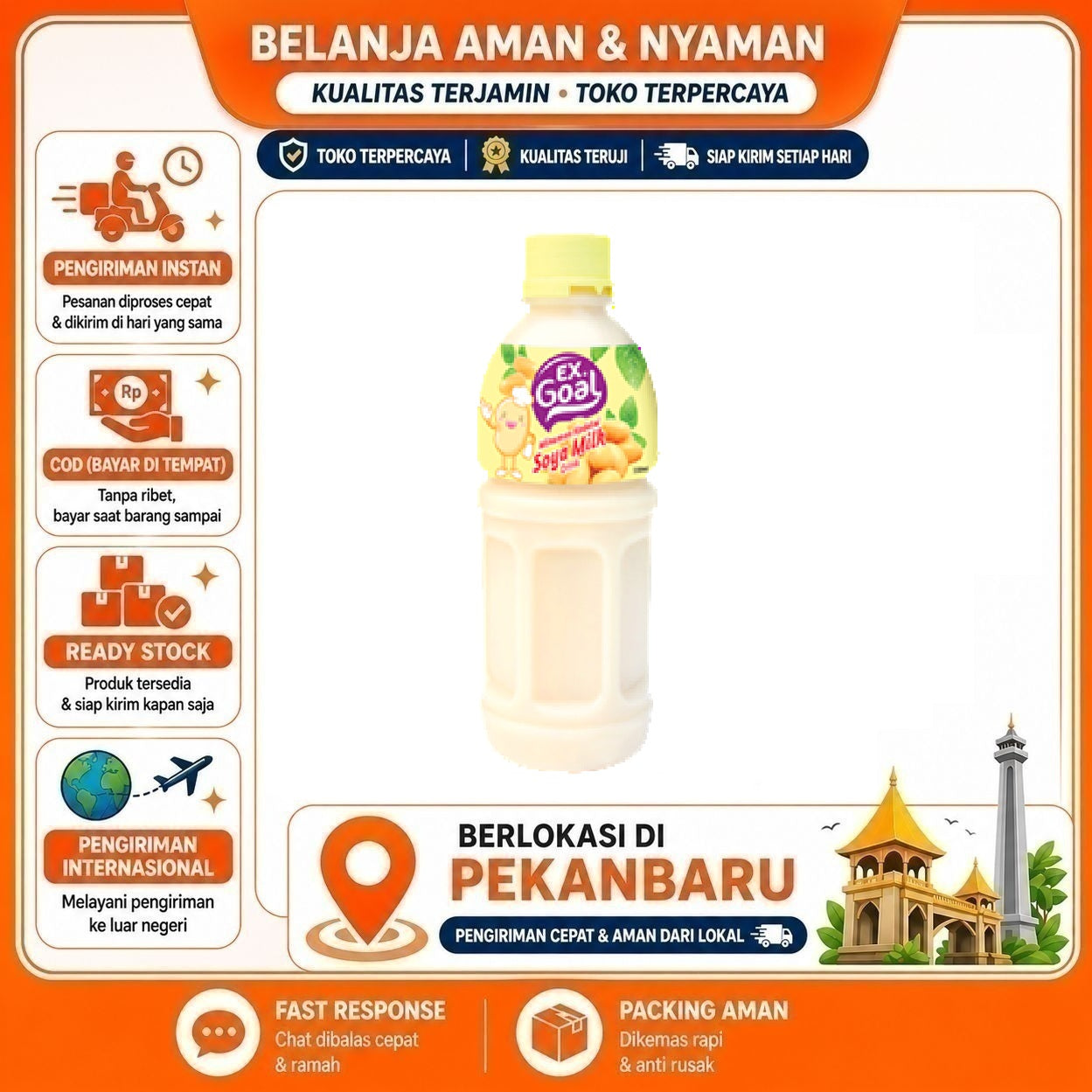 [SDW] pekanbaru/310ml Ex-Goal Soya Milk Minuman Nabati Susu Non-Dairy Kacang Kedelai Soybean Halal