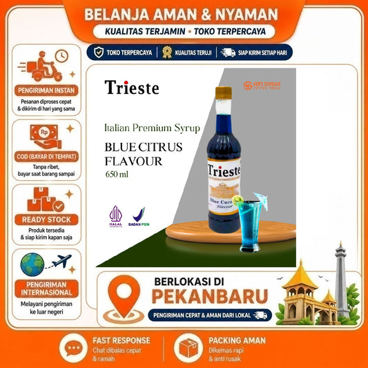 Pekanbaru 650ml Trieste Blue Citrus Flavour The Italian Premium Syrup Sirup Bahan Minuman Cafe