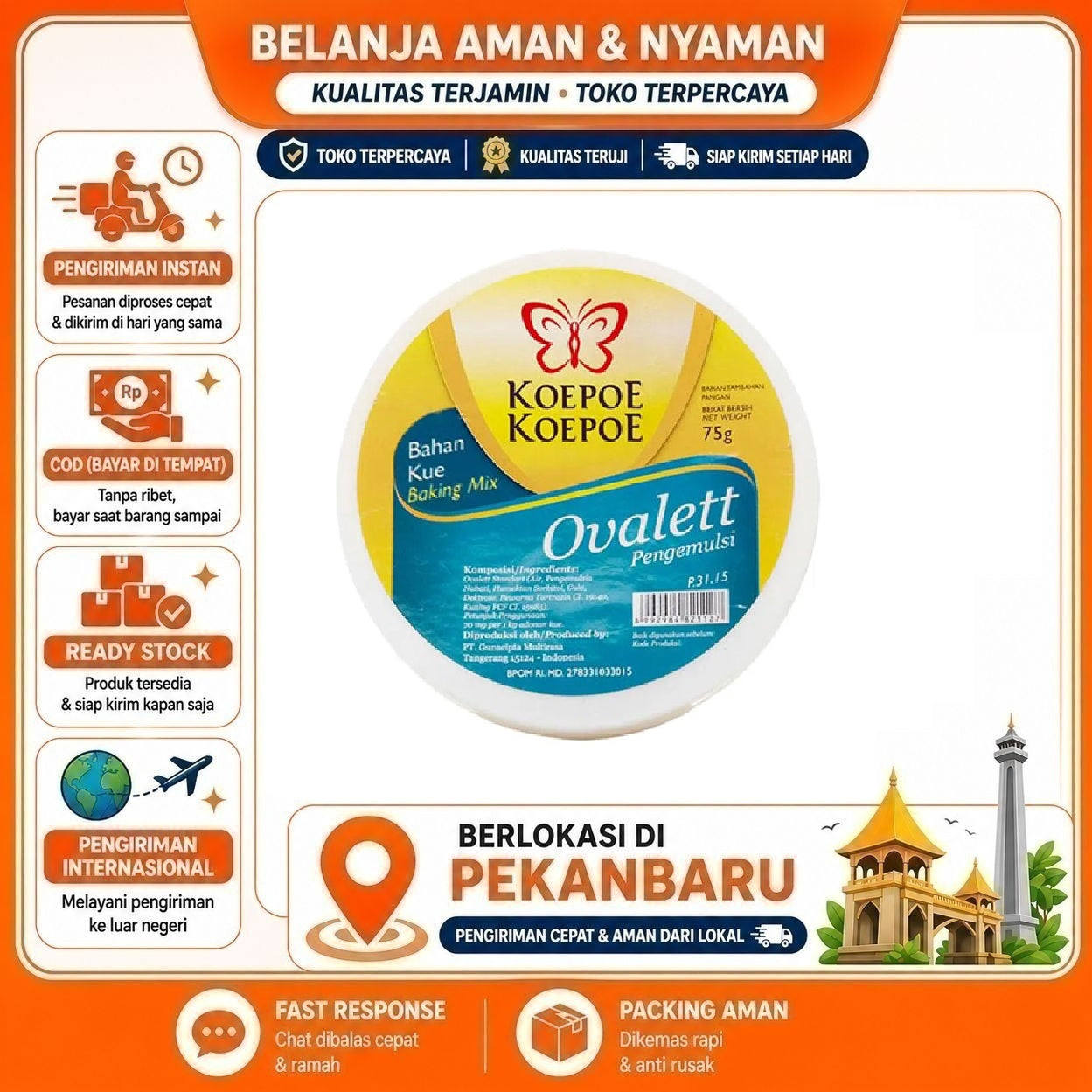 [SDW] pekanbaru/75 gr Koepoe Koepoe Ovalett Pengemulsi Bahan Kue Baking Mix Cake Bread Roti Makanan