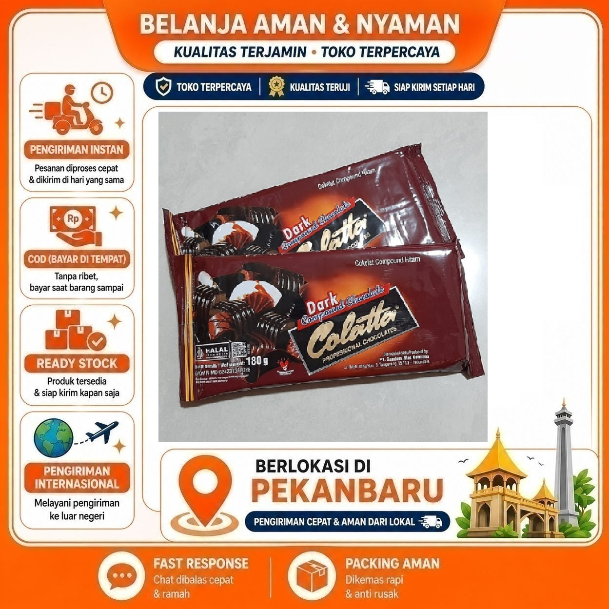 [SDW] pekanbaru/180 Gram Colatta Baker's Dark Compound Chocolate Cokelat Hitam Coklat Batang Halal