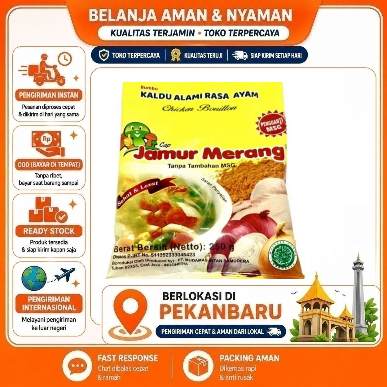 [SDW] pekanbaru/250 Gram Bumbu Kaldu Ayam Cap Jamur Merang Serbaguna dan Lebih Lezat Halal Seasoning