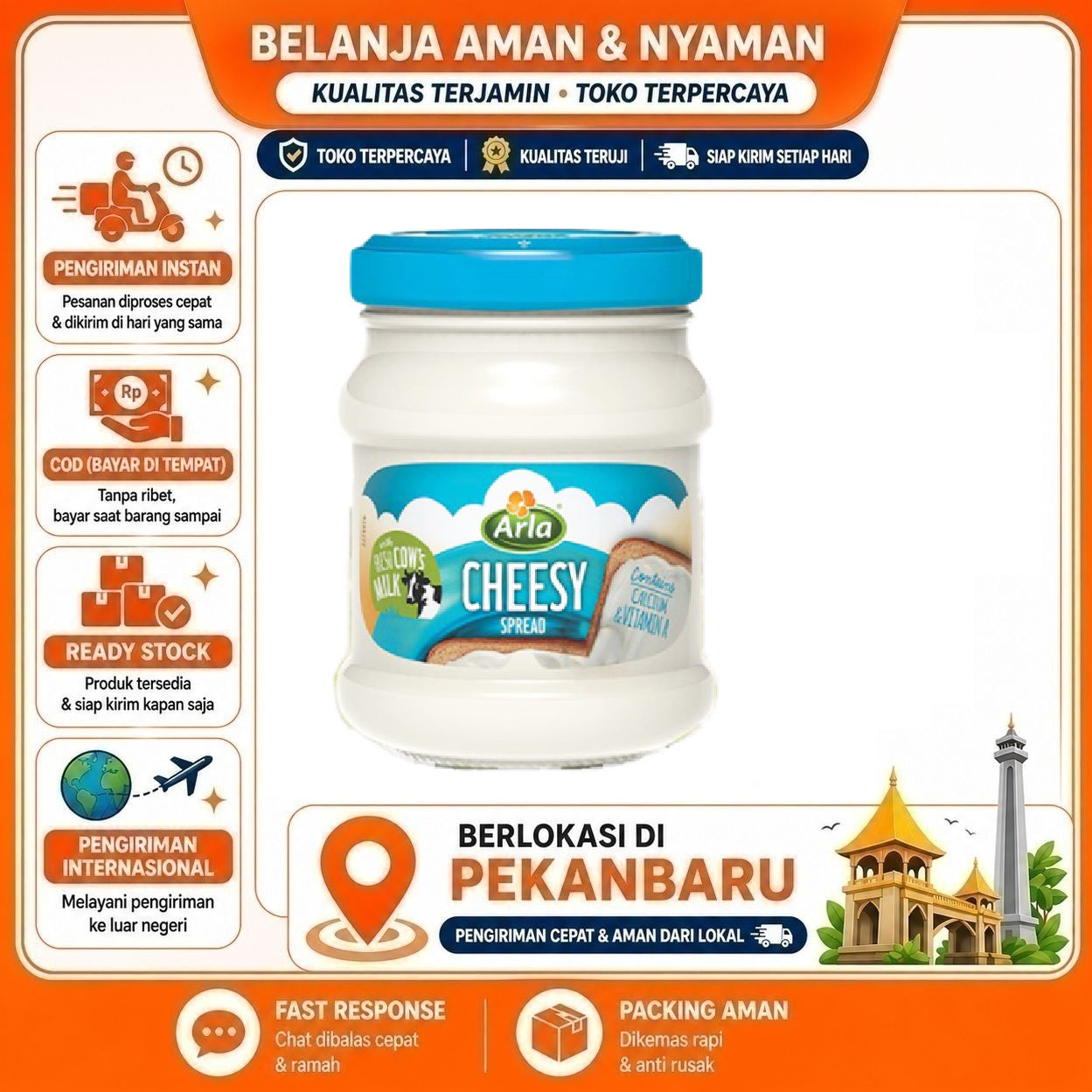[SDW] pekanbaru/140 gr Arla Cheese Spread Milky And Mild Taste Olesan Keju Selai Roti Sandwich Kue