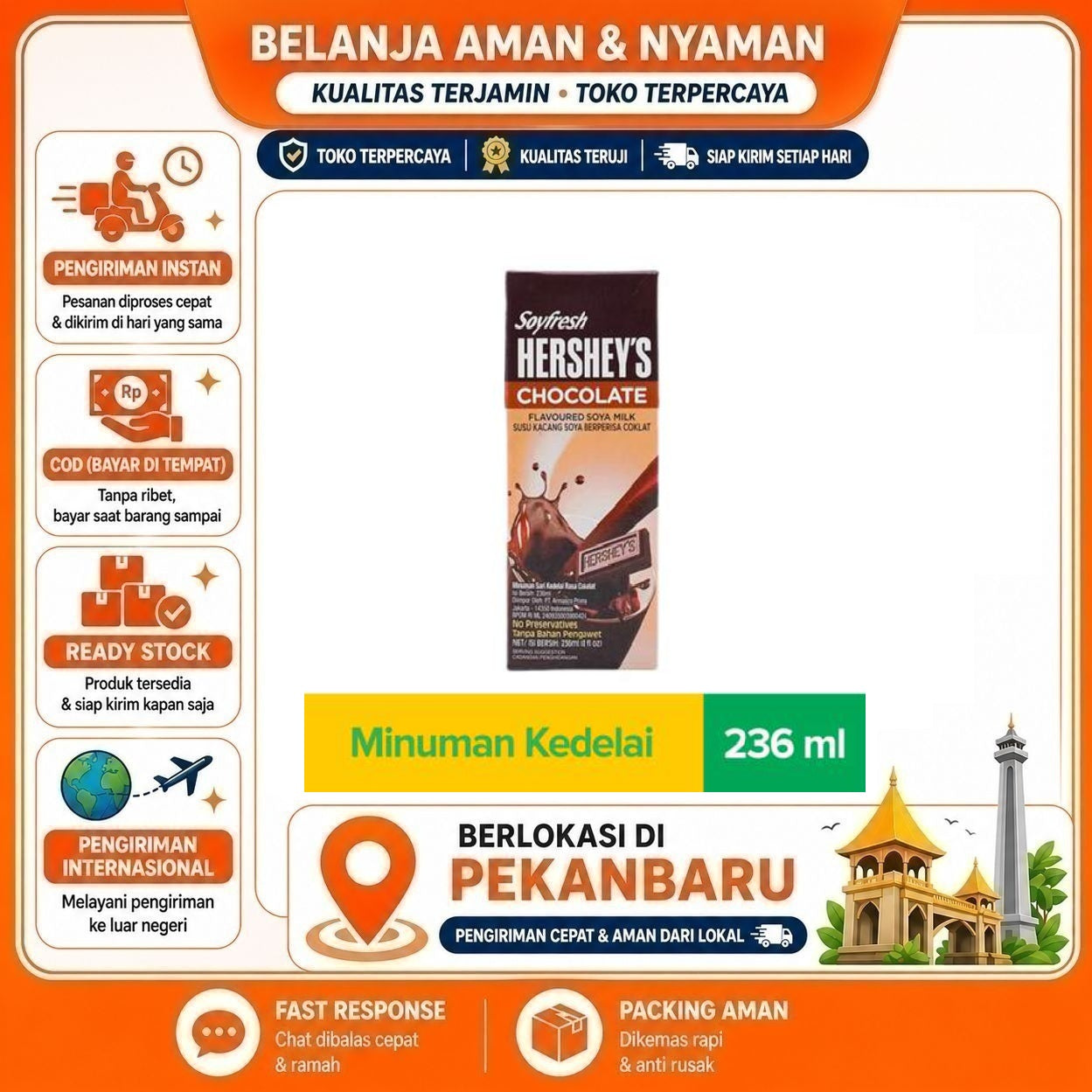 [SDW] pekanbaru/236ml Soyfresh Hershey's Chocolate Flavoured Soya Milk Susu Kacang Coklat Cokelat