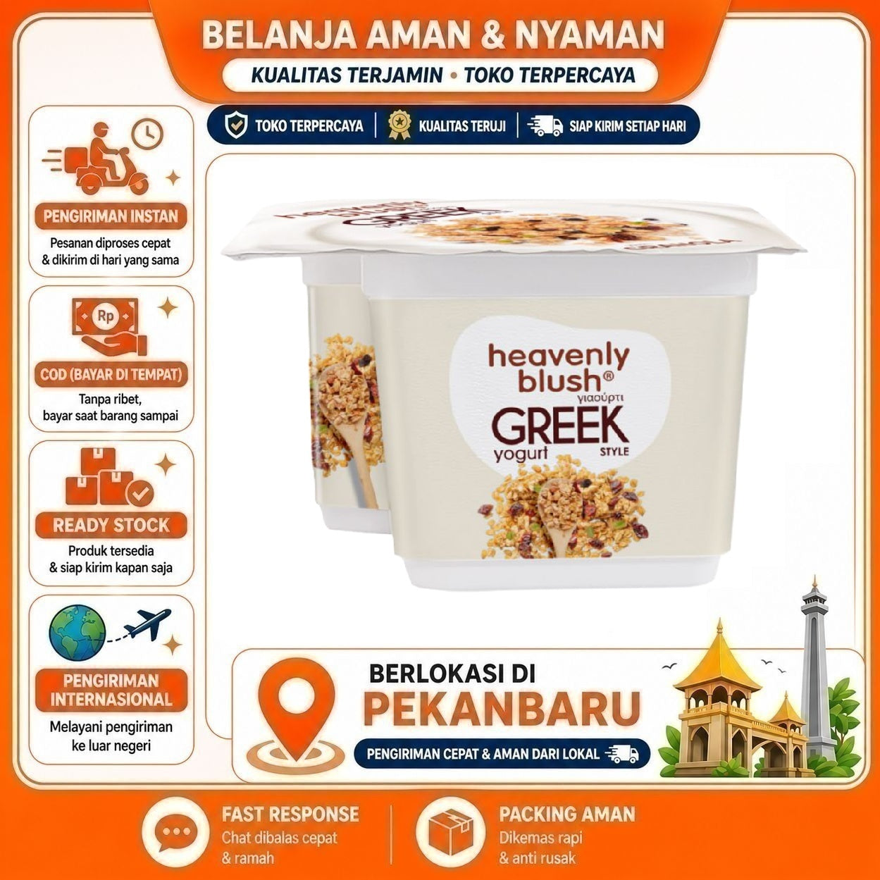 [SDW] pekanbaru/100 gr Heavenly Blush Greek Style Yogurt Granola Flavor Yoghurt Bergizi Sehat Halal