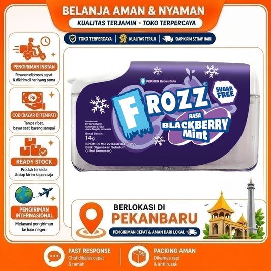 Pekanbaru Frozz Rasa Blackberry Mint Sugar Free Permen Bebas Gula 14 gr Candy Fresh Cool Halal