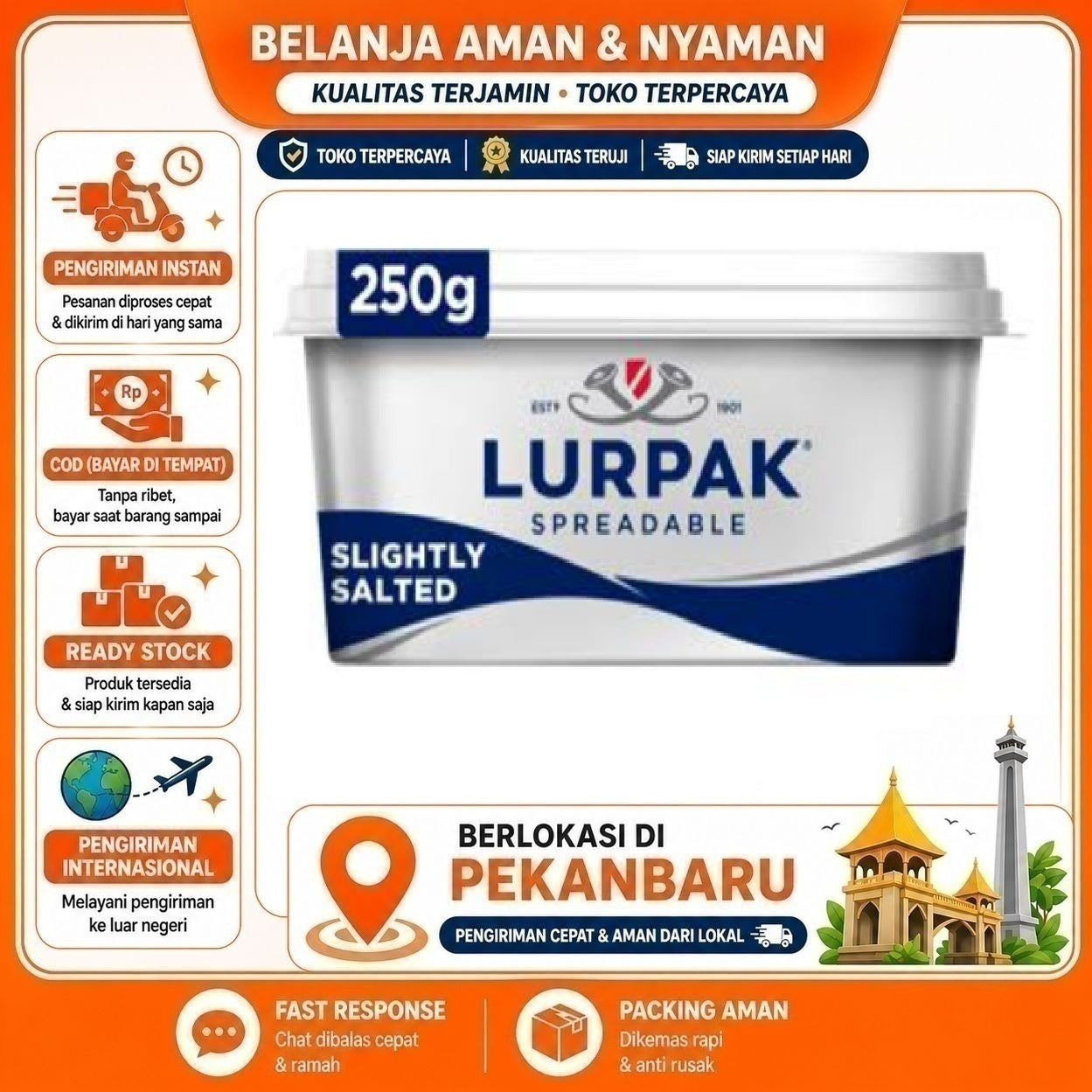 [SDW] pekanbaru/250 gr Lurpak Spreadable Slightly Salted Butter Olesan Mentega Asin Selai Roti Kue