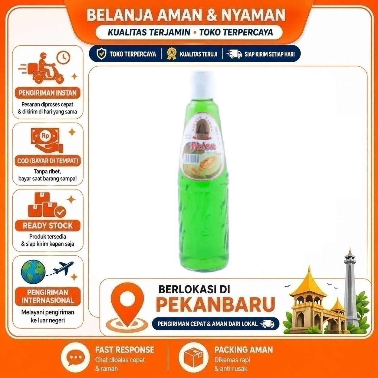 [SDW] pekanbaru/430ml Sarang Tawon Sirup Rasa Buah Melon Segar Fruit Syrup Bahan Minuman Halal Enak