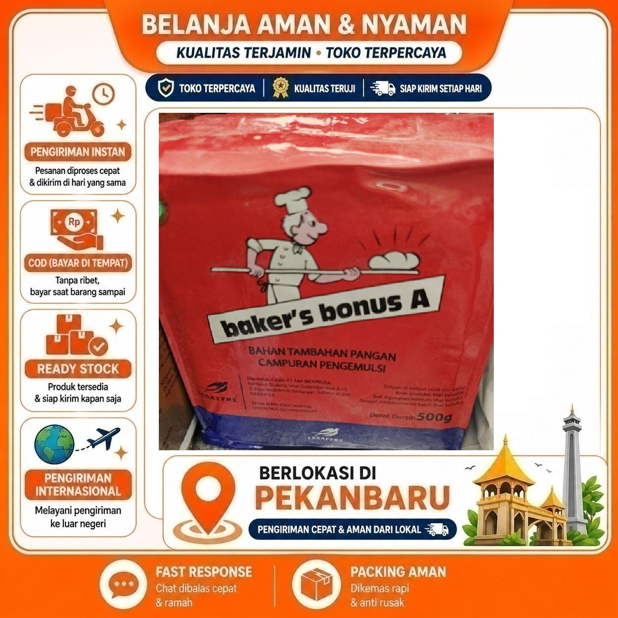 [SDW] pekanbaru/500 Gram Baker's Bonus A Bahan Tambahan Pangan Campuran Pengemulsi Roti Empuk Lembut