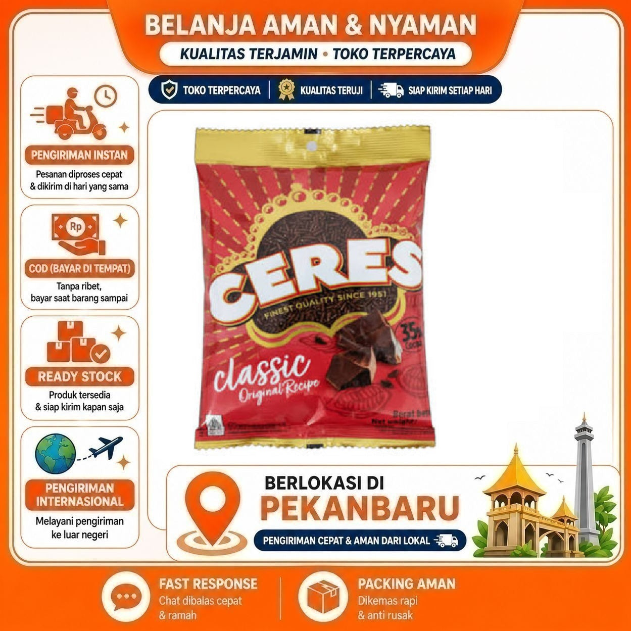 [SDW] pekanbaru/140 Gram Ceres Classic Original Chocolate Meses Coklat Cokelat Bahan Dekorasi Kue