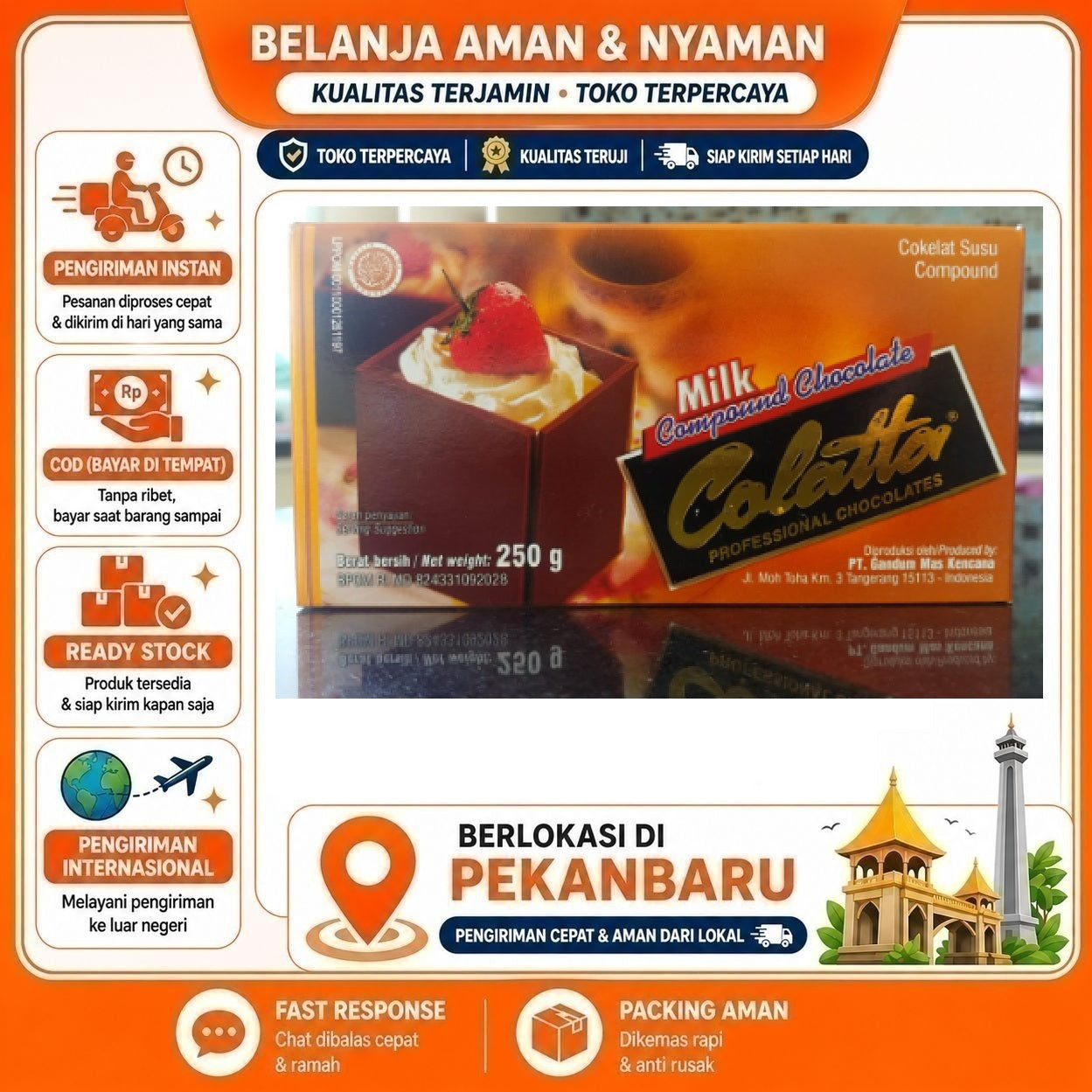 [SDW] pekanbaru/250 Gram Colatta Milk Compound Chocolate Cokelat Susu Batang Coksu Coklat Kue Halal