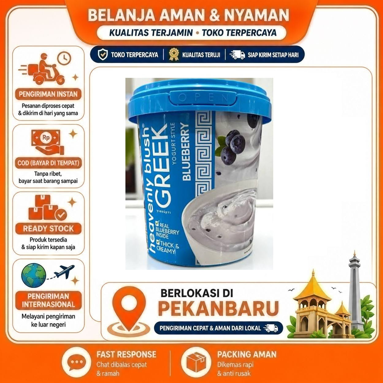 [SDW] pekanbaru/1 kg Heavenly Blush Greek Yogurt Rasa Blueberry Blueberi Bluberi Yoghurt Sehat Halal