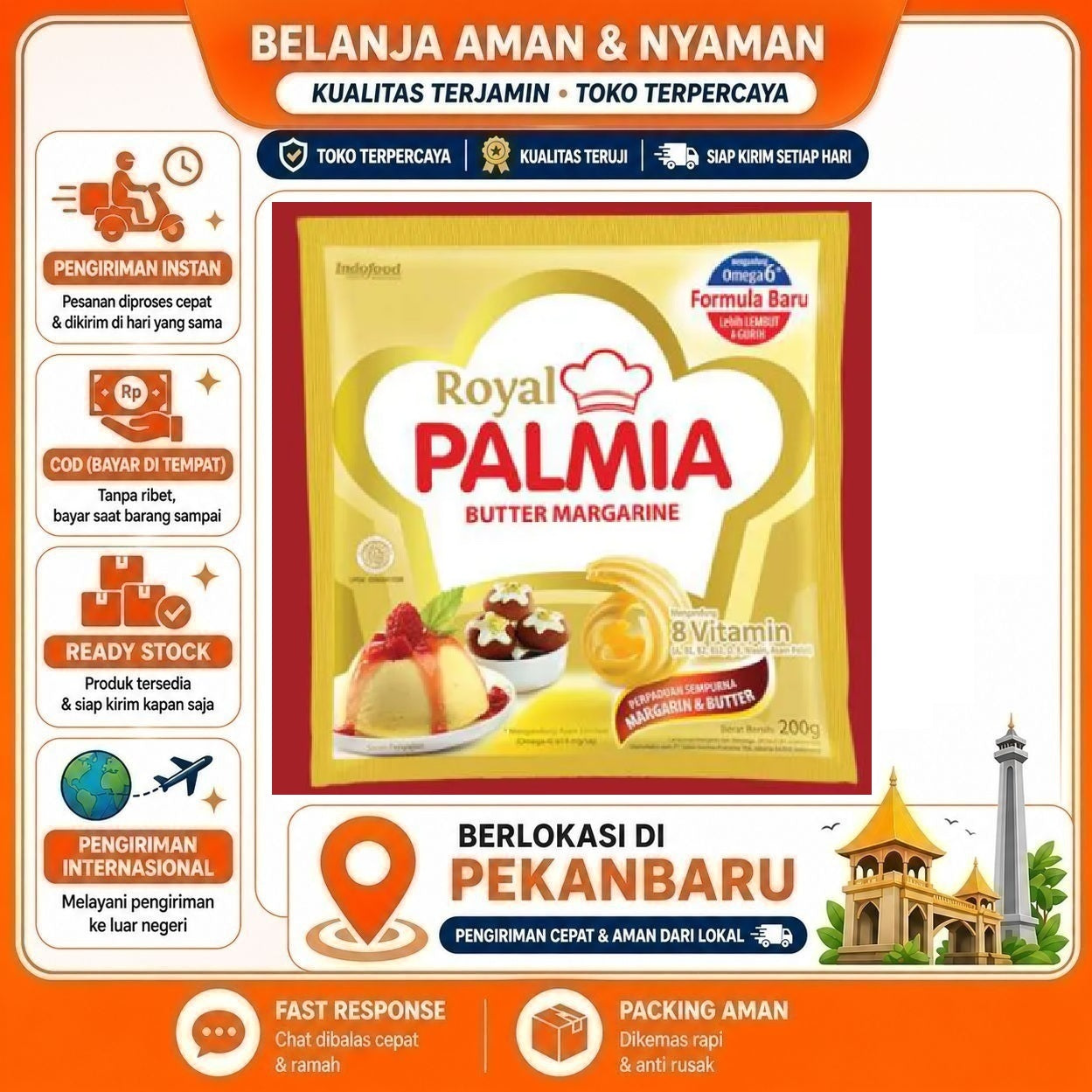 [SDW] pekanbaru/Palmia Margarin Royal Butter Margarine 200gr - Kaya Vitamin, Aroma Butter, Serbaguna