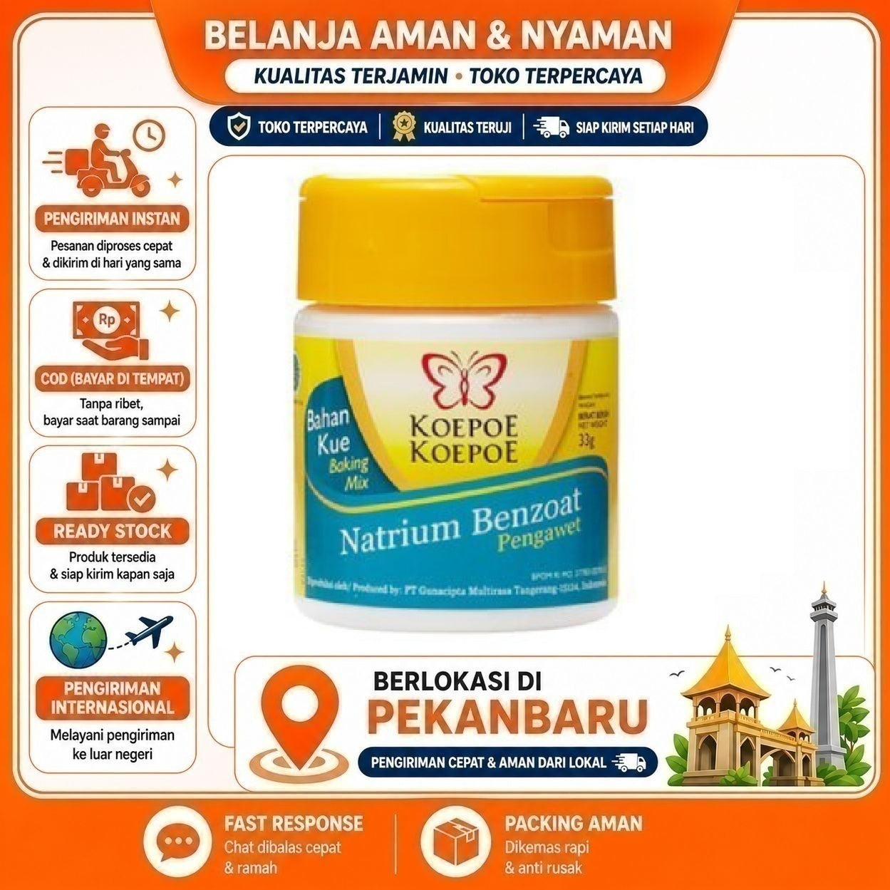 [SDW] pekanbaru/Natrium Benzoate Koepoe Koepoe 33gr - Pengawet Alami, Praktis Digunakan Bahan Kue
