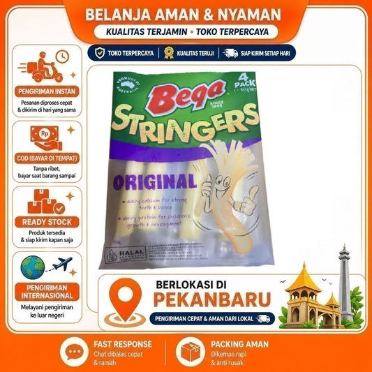 Pekanbaru 4 Pcs Cheese Stick Bega Stringers Original Flavor Stik Keju Camilan Makanan Bergizi