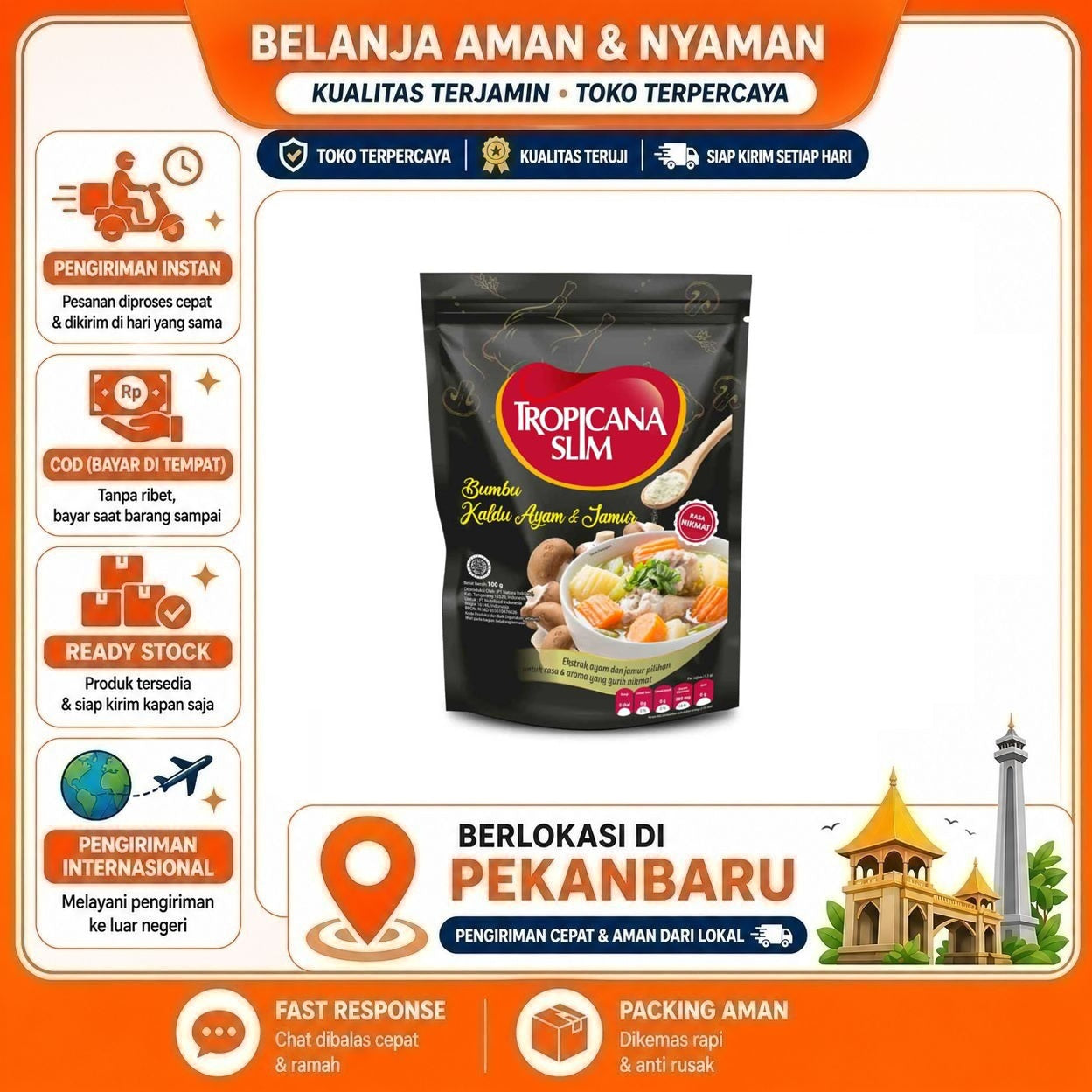 [SDW] pekanbaru/100 Gram Tropicana Slim Bumbu Kaldu Ayam & Jamur Rasa Nikmat Kitchen Seasoning Halal