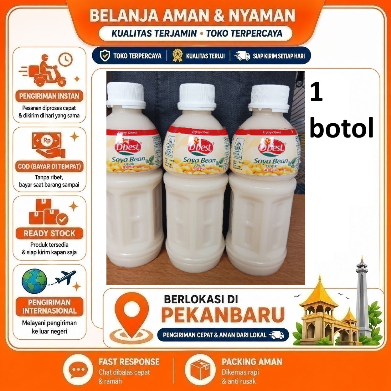 [SDW] pekanbaru/310ml D'best Minuman Rasa Kedelai Soya Bean Drink Susu Non-Dairy Soybean Milk Halal
