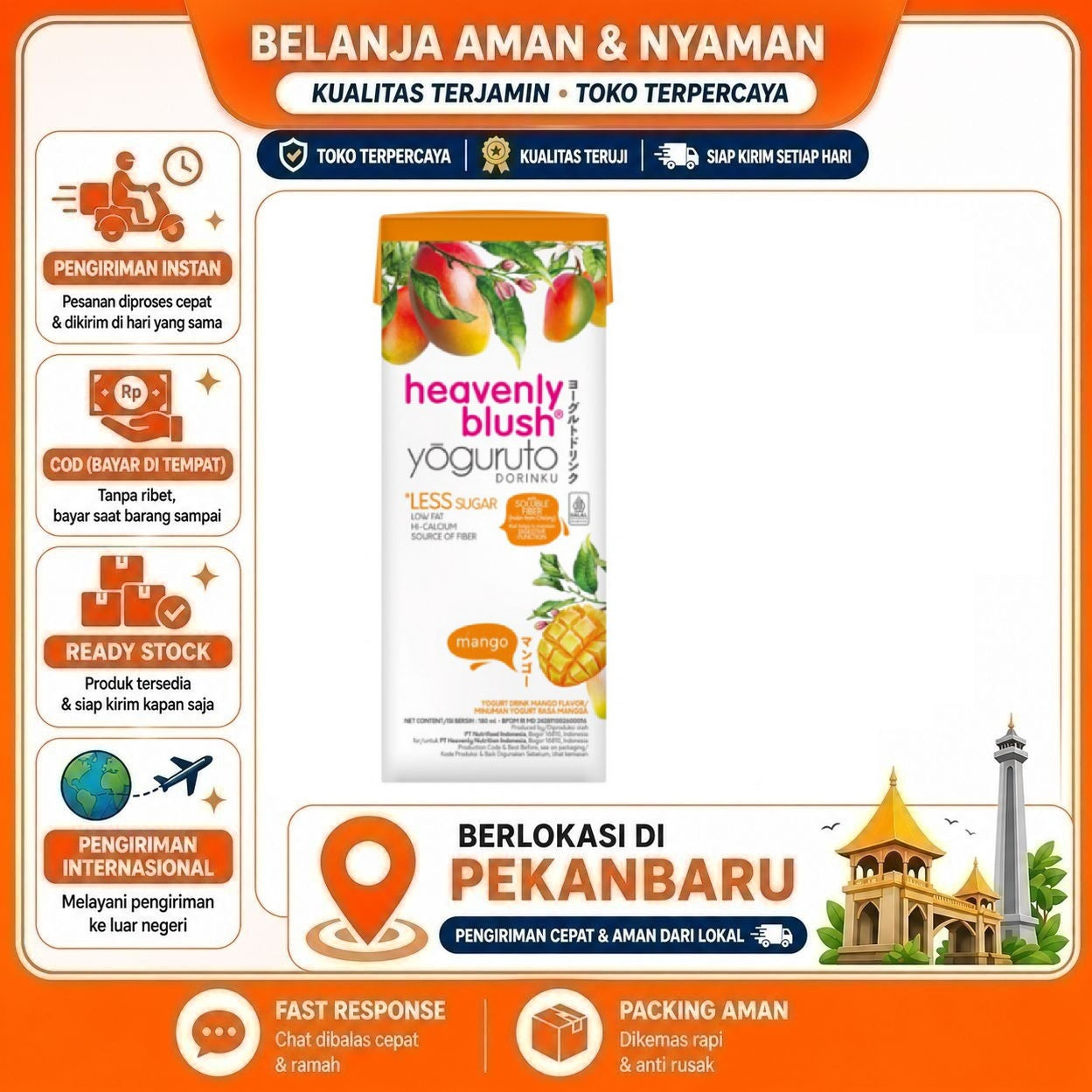 [SDW] pekanbaru/180ml Heavenly Blush Yogurt Mango Drink Less Sugar Minuman Rasa Mangga Rendah Gula