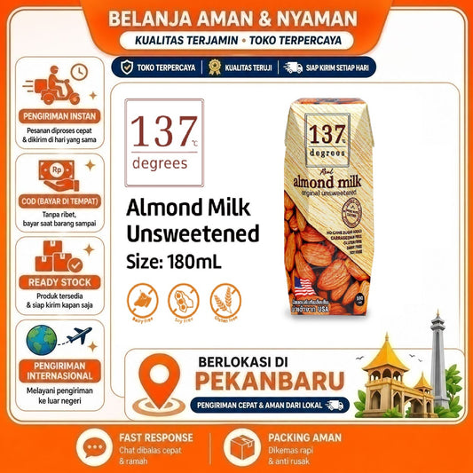 Pekanbaru 180ml 137 Degrees Almond Milk Unsweetened Susu Non-Dairy Nabati Tidak Manis Sehat