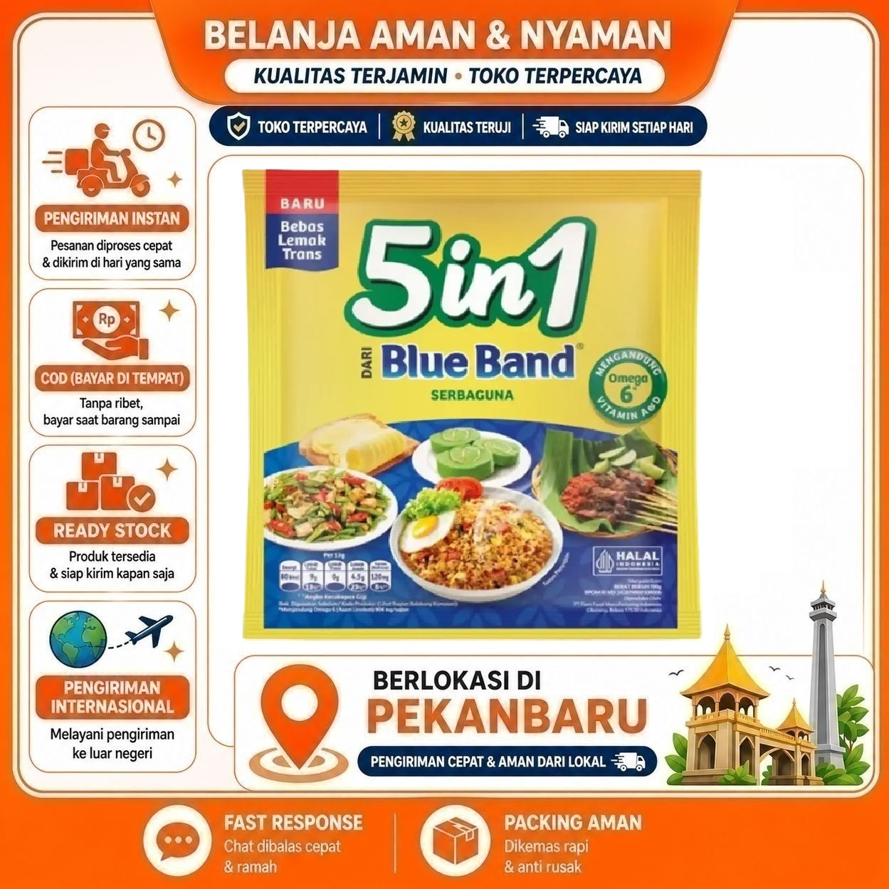 [SDW] pekanbaru/190 gr Blue Band 5in1 Serbaguna Bebas Lemak Trans Omega 6 Kebutuhan Memasak Halal