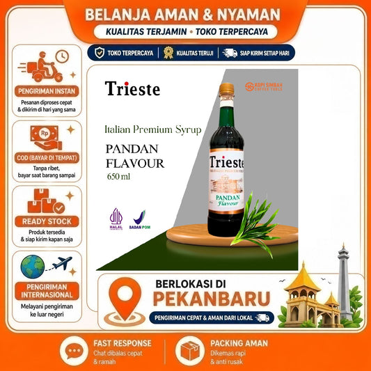 Pekanbaru 650ml Trieste Pandan Flavour The Italian Premium Syrup Sirup Minuman Warna Hijau